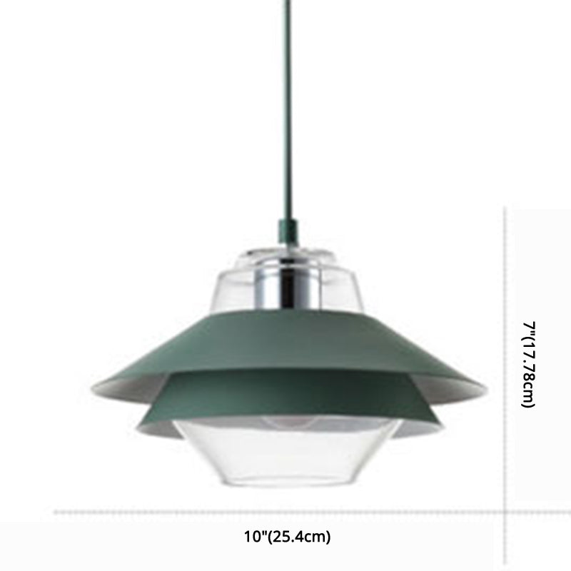 Nordic Style 1-Light Layered Metal Pendant Lamp With Concentric Tiers Shade