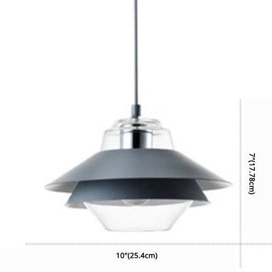Nordic Style 1-Light Layered Metal Pendant Lamp With Concentric Tiers Shade