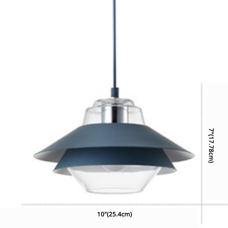Nordic Style 1-Light Layered Metal Pendant Lamp With Concentric Tiers Shade