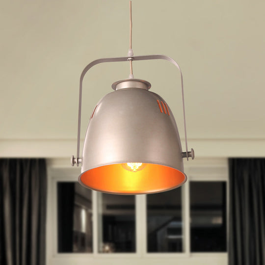 Industrial Style Gold Pendant Ceiling Light With Metallic Bucket Shade - Ideal For Restaurants