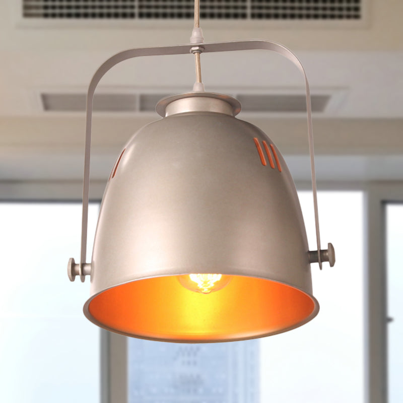 Industrial Style Pendant Lighting with Gold Interior, Bucket Metallic Shade - Ideal for Restaurants - 1-Light Ceiling Fixture
