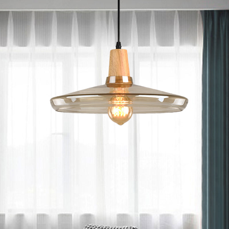 Modern Amber Glass Pendant Lamp Kit - 1 Light, Multiple Sizes