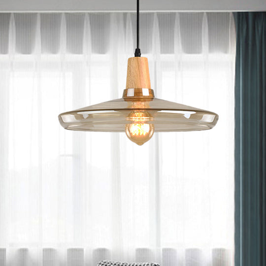 Modern Amber Glass Pendant Lamp Kit - 1 Light, Multiple Sizes