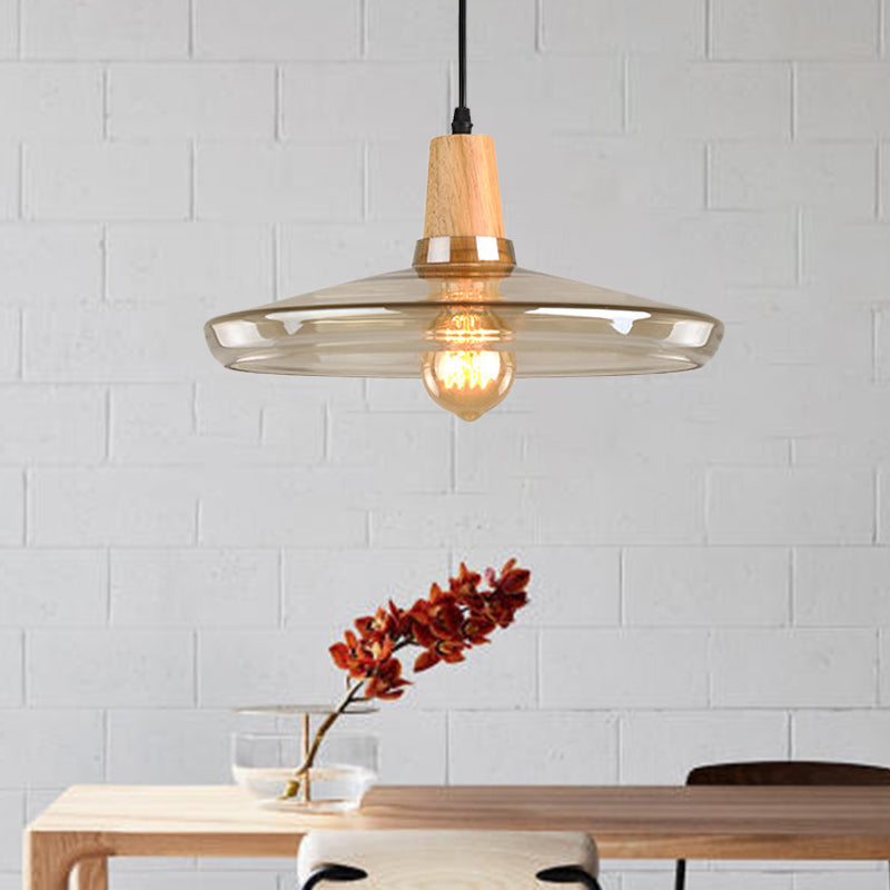 Modern Amber Glass Pendant Lamp Kit - 1 Light, Multiple Sizes