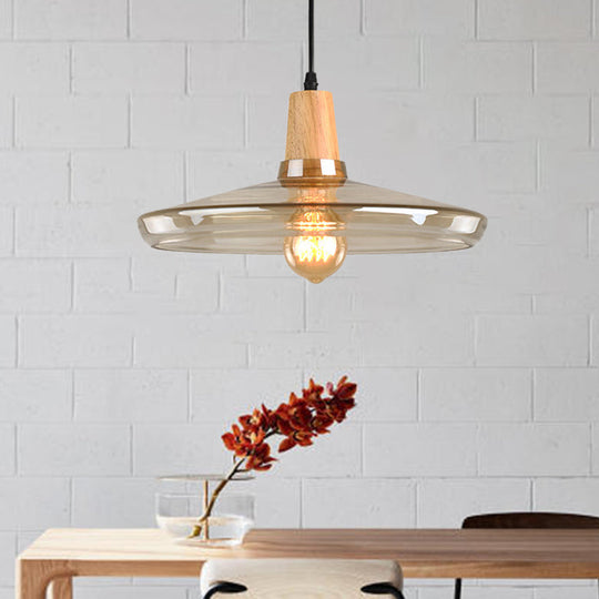 Modern Amber Glass Pendant Lamp Kit - 1 Light, Multiple Sizes