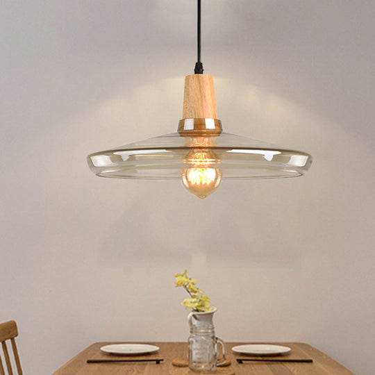 Modern Amber Glass Pendant Lamp Kit - 1 Light, Multiple Sizes