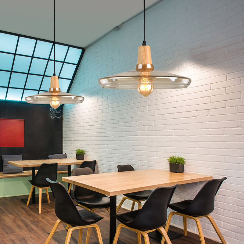 Modern Amber Glass Pendant Lamp Kit - 1 Light, Multiple Sizes