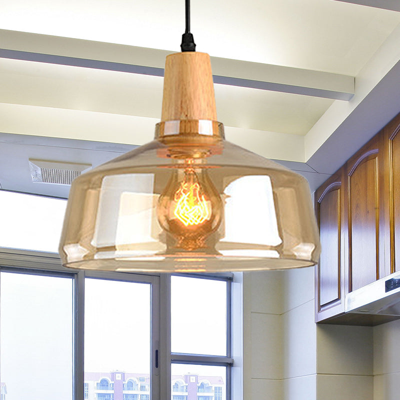 Modern Amber Glass Pendant Lamp Kit - 1 Light, Multiple Sizes