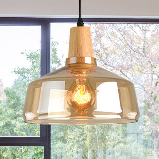 Modern Amber Glass Pendant Lamp Kit - 1 Light, Multiple Sizes
