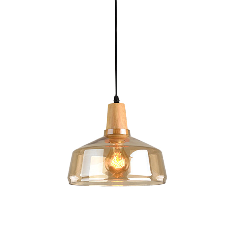 Modern Amber Glass Pendant Lamp Kit - 1 Light, Multiple Sizes