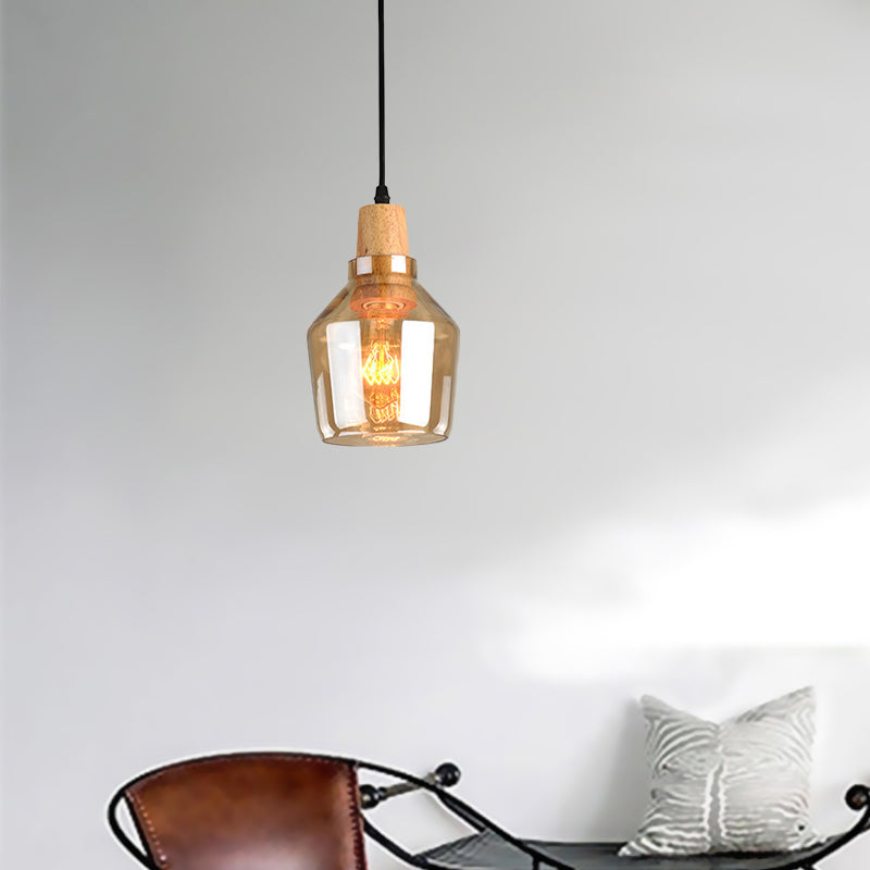 Modern Amber Glass Pendant Lamp Kit - 1 Light, Multiple Sizes