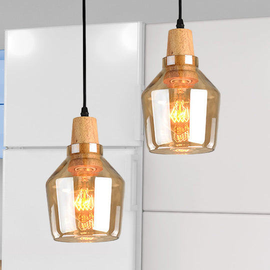 Modern Amber Glass Pendant Lamp Kit - 1 Light, Multiple Sizes