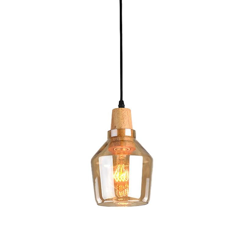 Modern Amber Glass Pendant Lamp Kit - 1 Light, Multiple Sizes