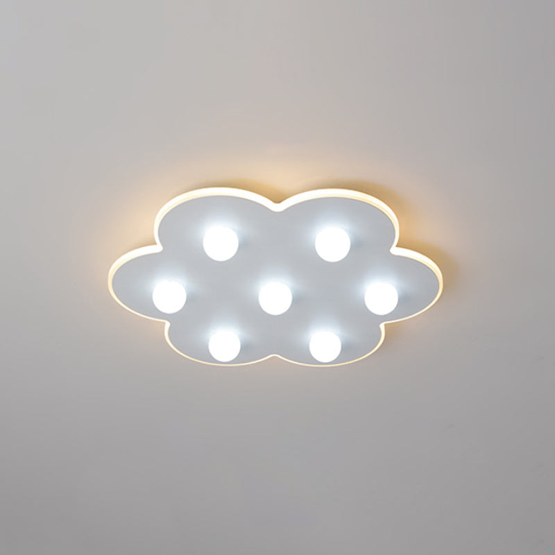 Plafonnier LED moderne en métal pour enfants - Design floral/rond/carré - 8 lumières - 16,5/19,5 pouces de large - Montage encastré blanc