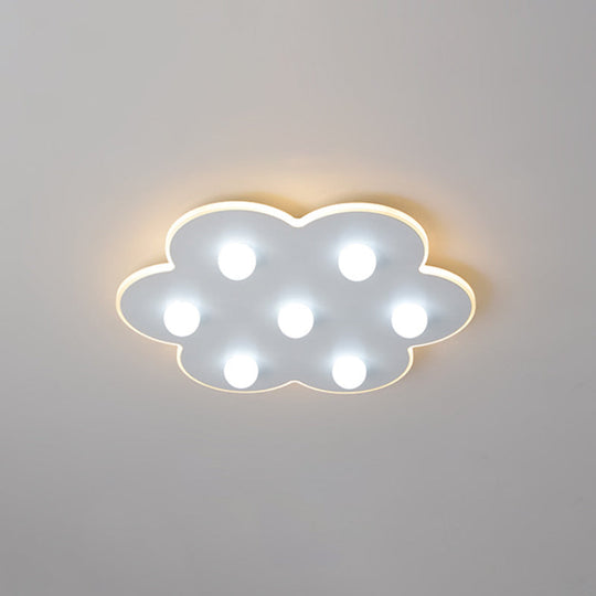 Plafonnier LED moderne en métal pour enfants - Design floral/rond/carré - 8 lumières - 16,5/19,5 pouces de large - Montage encastré blanc