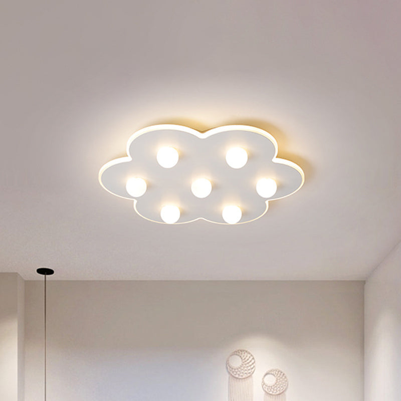 Plafonnier LED moderne en métal pour enfants - Design floral/rond/carré - 8 lumières - 16,5/19,5 pouces de large - Montage encastré blanc