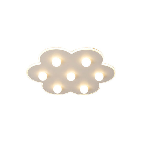 Plafonnier LED moderne en métal pour enfants - Design floral/rond/carré - 8 lumières - 16,5/19,5 pouces de large - Montage encastré blanc