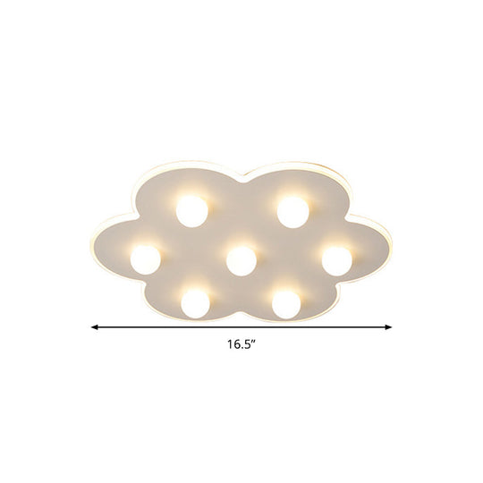 Plafonnier LED moderne en métal pour enfants - Design floral/rond/carré - 8 lumières - 16,5/19,5 pouces de large - Montage encastré blanc