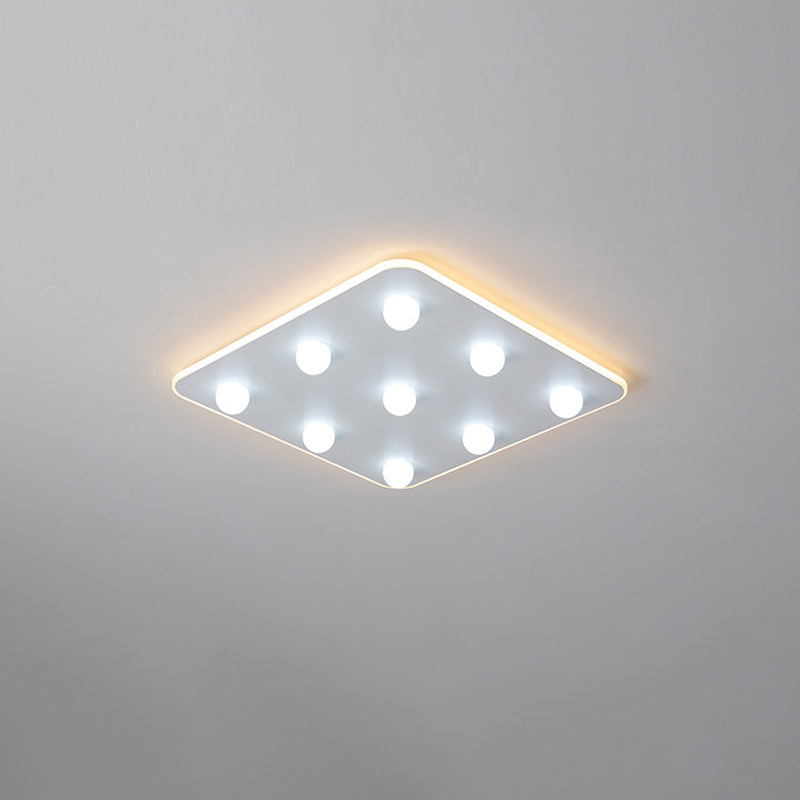 Plafonnier LED moderne en métal pour enfants - Design floral/rond/carré - 8 lumières - 16,5/19,5 pouces de large - Montage encastré blanc