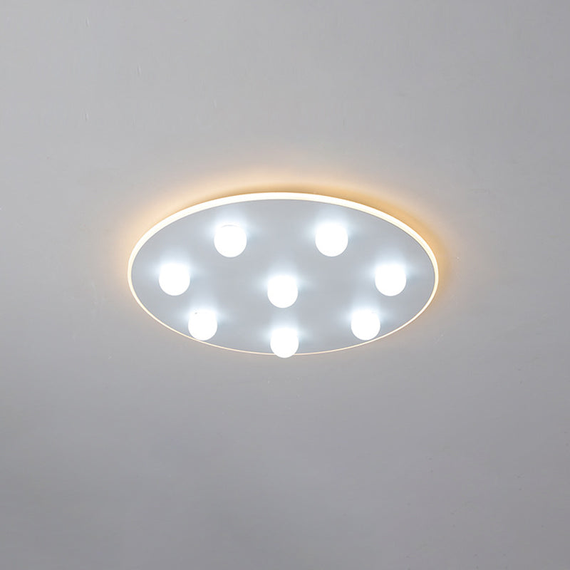Plafonnier LED moderne en métal pour enfants - Design floral/rond/carré - 8 lumières - 16,5/19,5 pouces de large - Montage encastré blanc