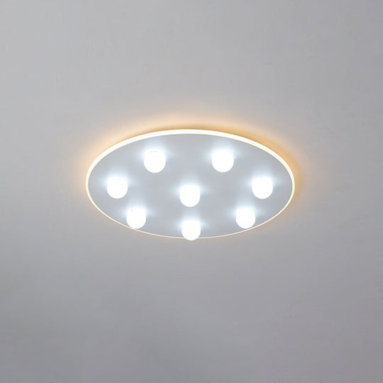 Plafonnier LED moderne en métal pour enfants - Design floral/rond/carré - 8 lumières - 16,5/19,5 pouces de large - Montage encastré blanc
