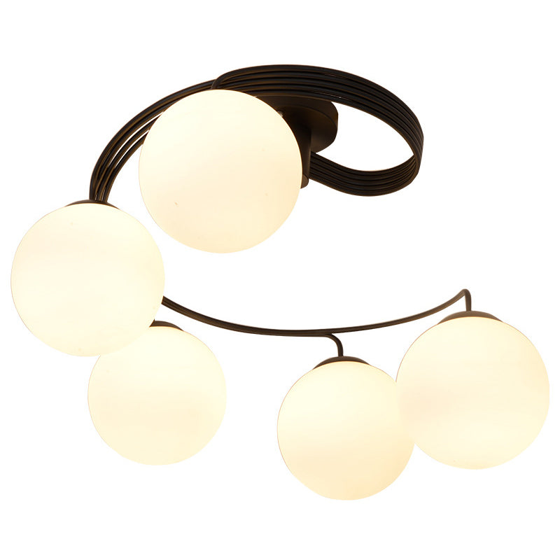 Modern Opal Glass Ceiling Mount Light Fixture for Bedroom - Ball Semi Flush Light Fixture