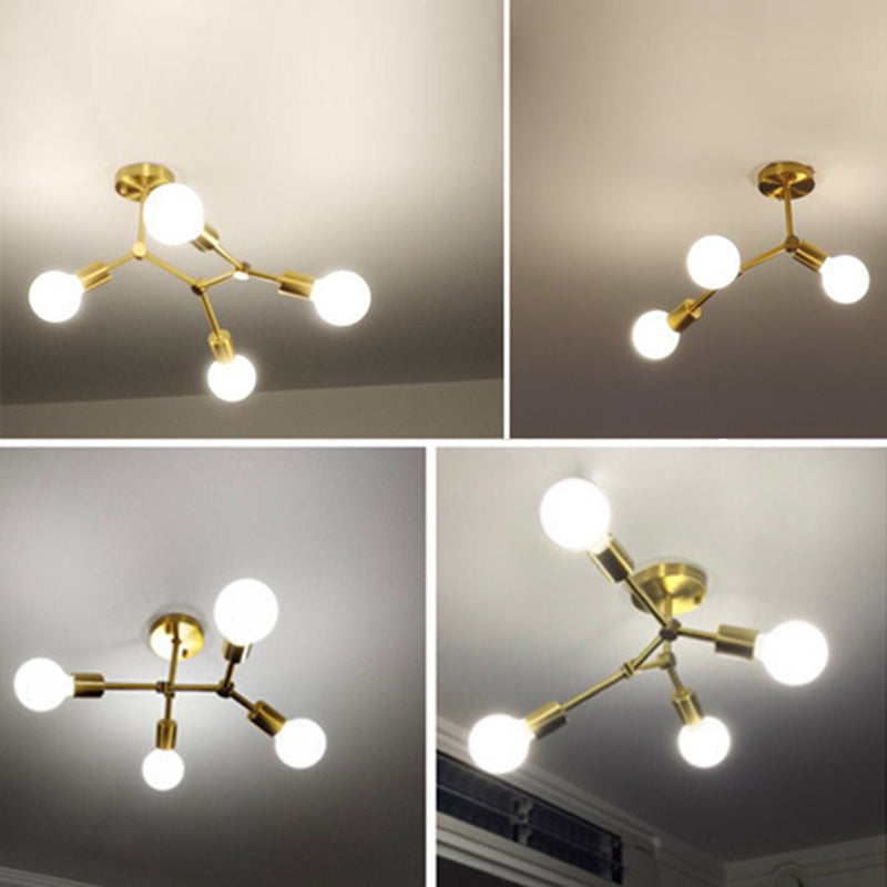 Modern Sputnik Flush Mount Ceiling Light - Stylish Glass Chandelier for Bedroom