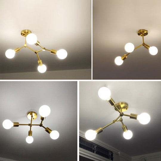 Modern Sputnik Flush Mount Ceiling Light - Stylish Glass Chandelier for Bedroom