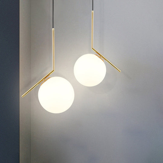 Mid-Century Opal Frosted Glass Globe Pendant Light with Hanging Lamp – 1 Light