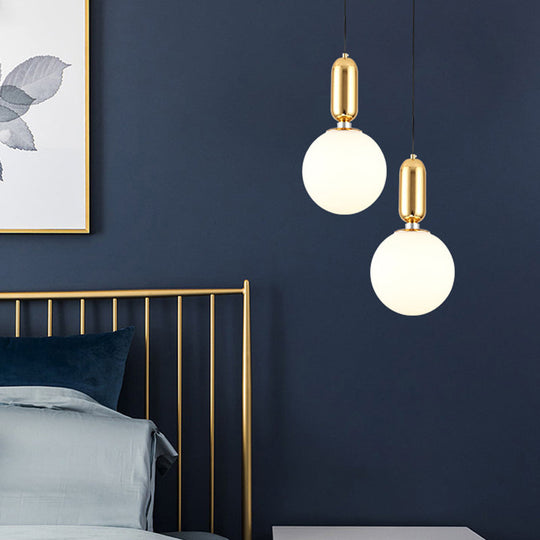 Mid-Century Opal Frosted Glass Globe Pendant Light with Hanging Lamp – 1 Light