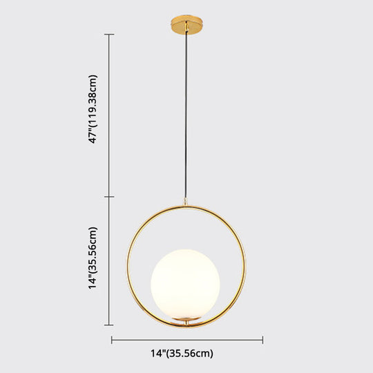 Mid-Century Opal Frosted Glass Globe Pendant Light with Hanging Lamp – 1 Light