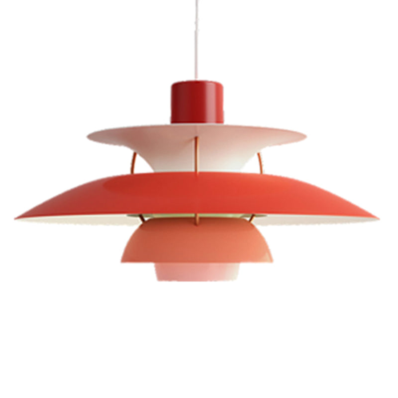Metal Flying Saucer Hanging Light - Nordic Style Led Pendant Lamp For Restaurants Red / 12