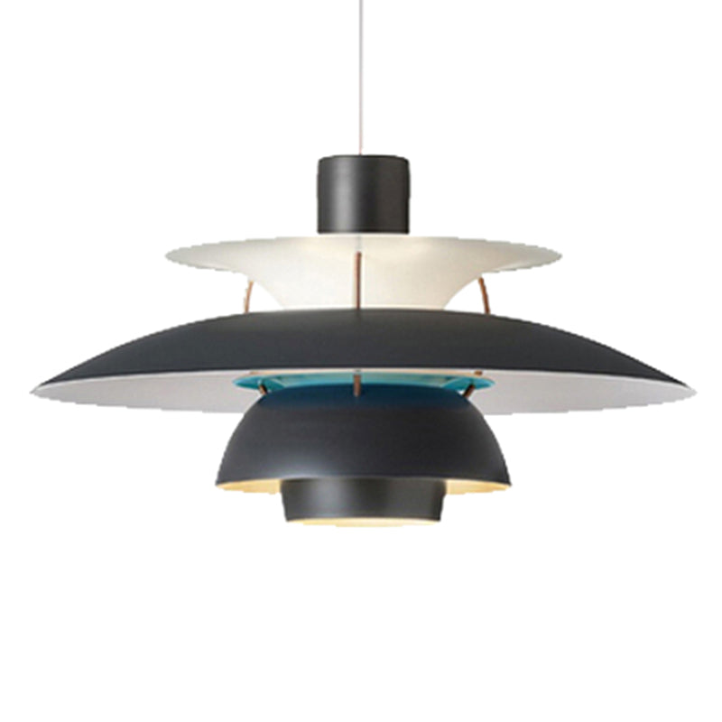 Metal Flying Saucer Hanging Light - Nordic Style Led Pendant Lamp For Restaurants Black / 12