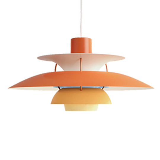 Metal Flying Saucer Hanging Light - Nordic Style Led Pendant Lamp For Restaurants Orange / 12