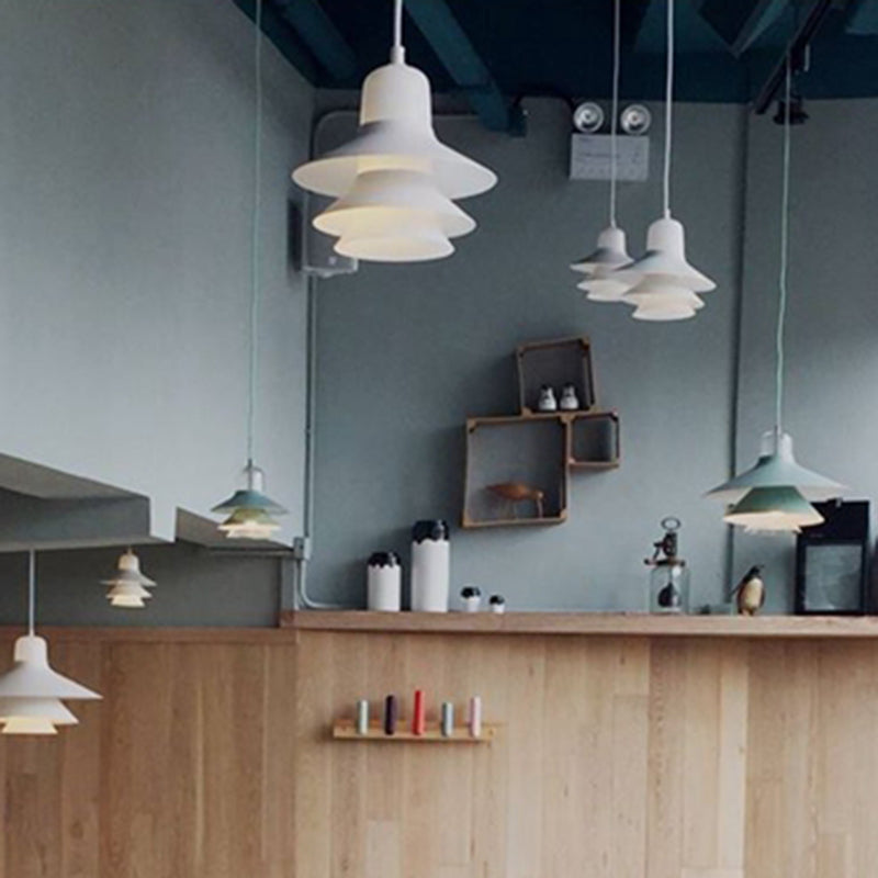 Nordic Style Metal Pendant Lamp with Layered Concentric Tiers - Perfect for Bedroom Lighting