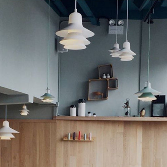 Nordic Style Metal Pendant Lamp with Layered Concentric Tiers - Perfect for Bedroom Lighting