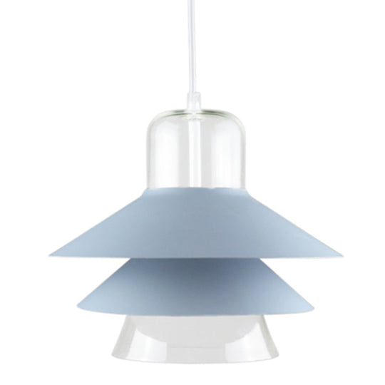 Nordic Style Metal Pendant Lamp - Layered Tiers Shade 1 Light Hanging Fixture For Bedroom