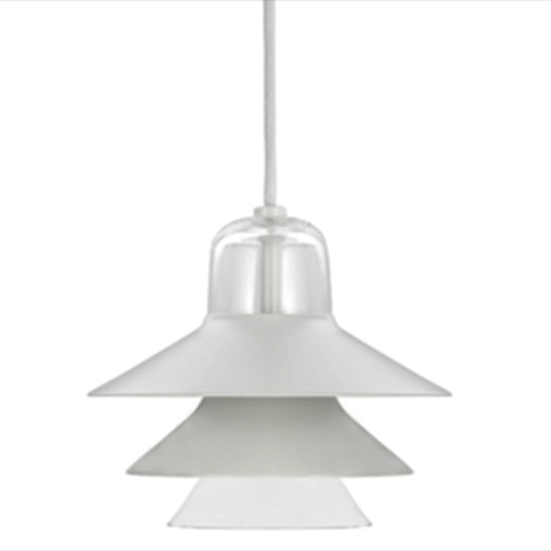 Nordic Style Metal Pendant Lamp - Layered Tiers Shade 1 Light Hanging Fixture For Bedroom Grey / 12