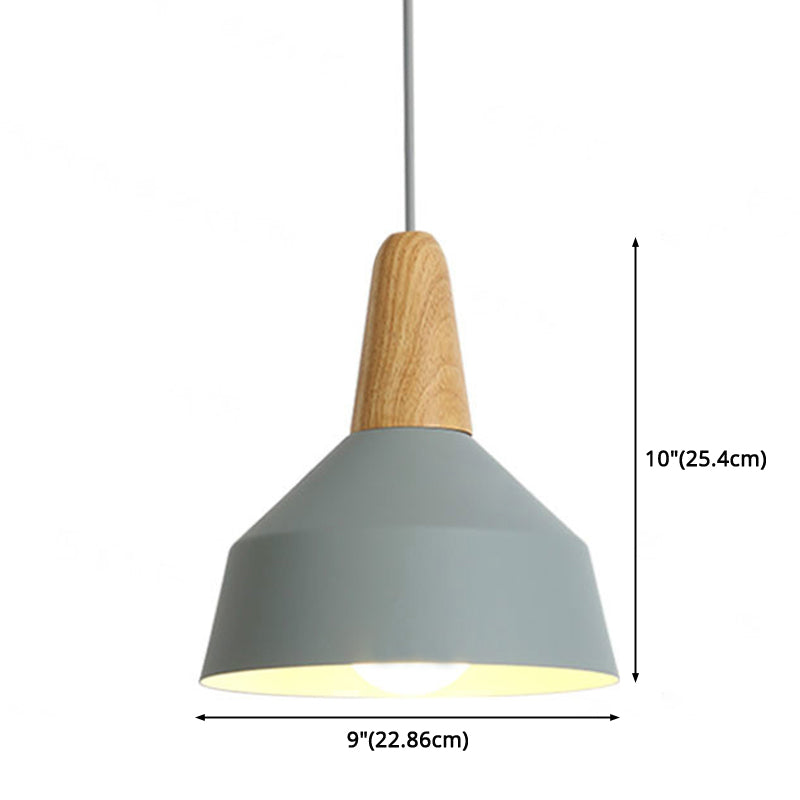Nordic Style Metal Hanging Pendant Lamp with Wooden Top - Ideal for Restaurants