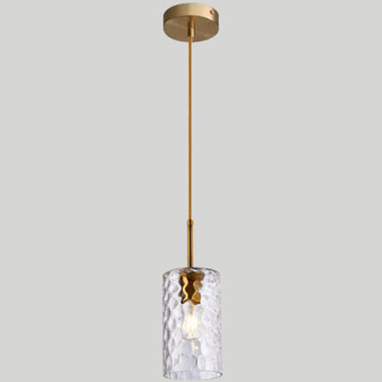 Minimalist Glass Pendant Lamp - Modern Ripple Design For Dining Room Clear