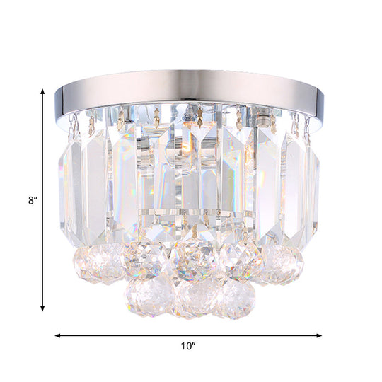 Crystal Mini Flush 2-Light Ceiling Fixture - Simple Design For Corridors Clear/Smoke Gray/Cognac
