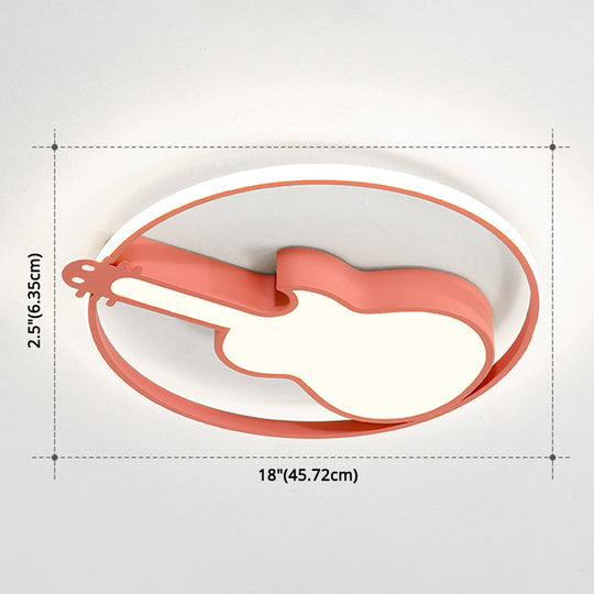 Creative Guitar Flush Mount Ceiling Light for Bedroom - 1 Light Metal Fixture