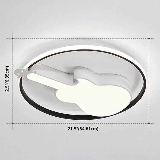 Creative Guitar Flush Mount Ceiling Light for Bedroom - 1 Light Metal Fixture