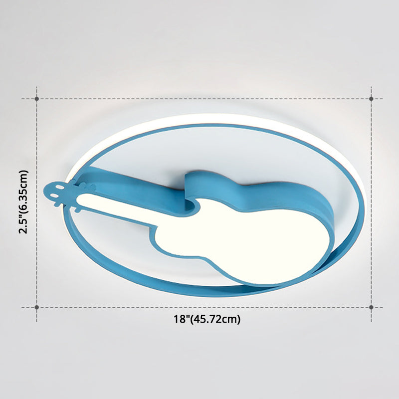 Creative Guitar Flush Mount Ceiling Light for Bedroom - 1 Light Metal Fixture