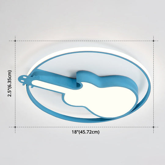 Creative Guitar Flush Mount Ceiling Light for Bedroom - 1 Light Metal Fixture