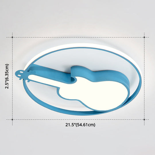 Creative Guitar Flush Mount Ceiling Light for Bedroom - 1 Light Metal Fixture