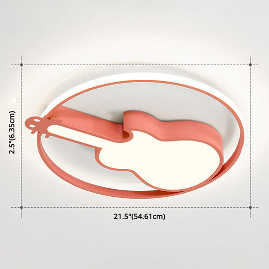 Creative Guitar Flush Mount Ceiling Light for Bedroom - 1 Light Metal Fixture