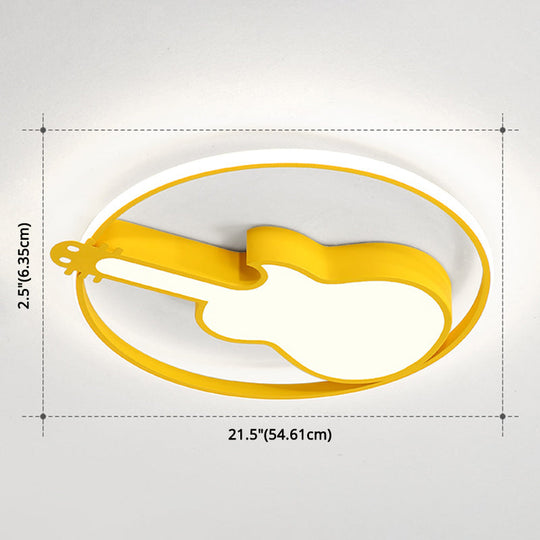 Creative Guitar Flush Mount Ceiling Light for Bedroom - 1 Light Metal Fixture