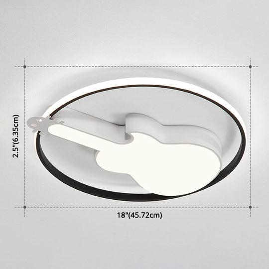 Creative Guitar Flush Mount Ceiling Light for Bedroom - 1 Light Metal Fixture