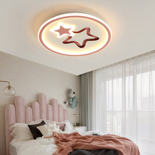 Contemporary Acrylic Star Flush Ceiling Light For Bedrooms
